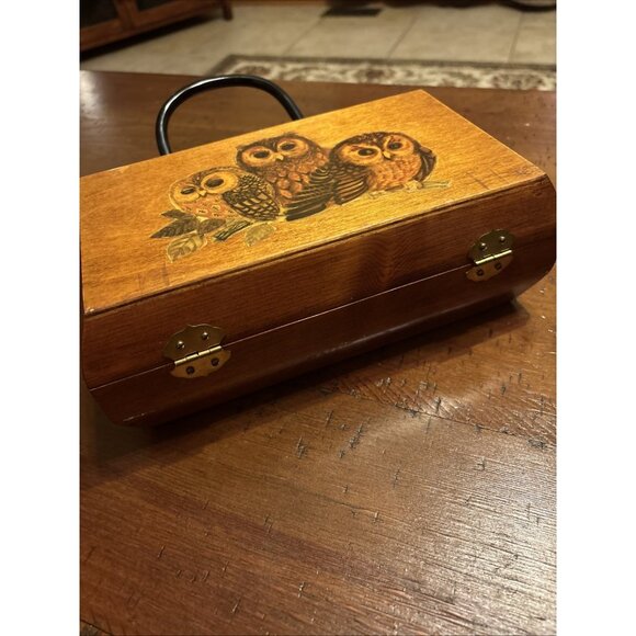 Vintage Wooden Owl Purse 1970’s With Handle - Picture 6 of 10